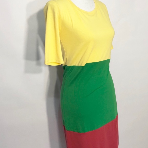 LuLaRoe Julia block tri color knit dress NWT - Picture 2 of 7